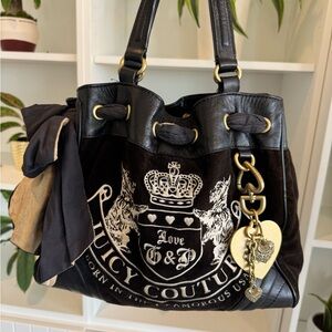Vintage Juicy Couture J&P Crest Velour Tote – Early 2000s Y2K